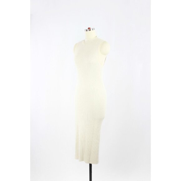 Aritzia BABATON Compose Ivory Ribbed Mock Neck Midi Sweater Dress, Size L - Picture 4 of 16